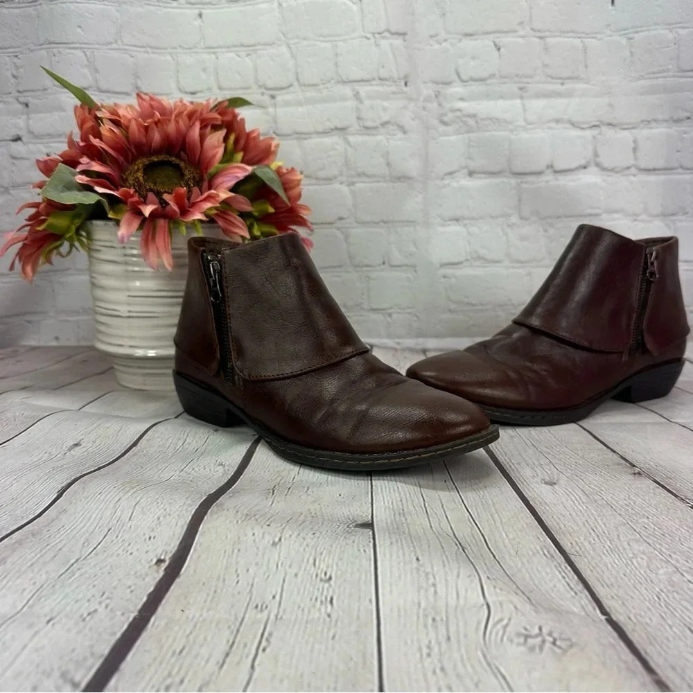 BOC brown ankle boots side zipper women 7 booties fall winter ankle boots